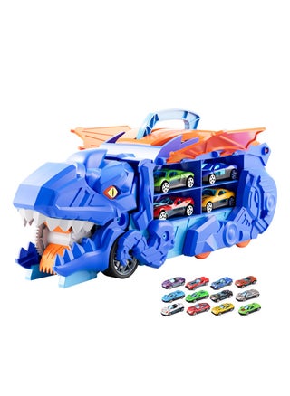 Transporter Truck Toy with 12 Racing Cars, Dinosaur Truck  Toy Cars Monster Truck Carrier Set for Kids, Blue - pzsku/ZAE4375F51A637E1DBB4CZ/45/_/1730442694/054a50e3-77d5-46d6-8ff7-6551f0cbe9b0
