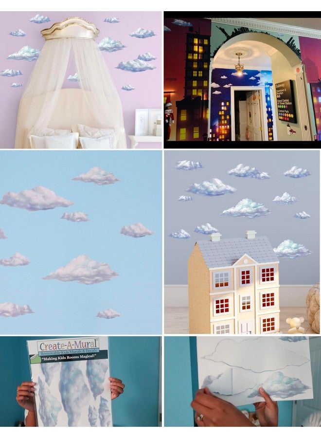 Create-A-Mural Sky Cloud Wall Decals Beautiful Cloud Wall Stickers Girls Wall Art Stickers for Bedroom Peel and Stick Kids Room Decor Nursery Toddler Teen Decorations Playroom Birthday Gift - Image 3