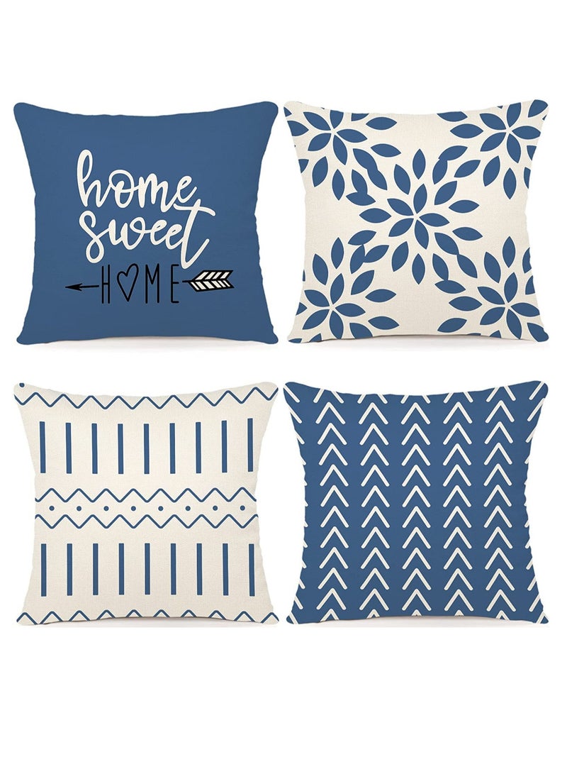 SYOSI Throw Pillow Cover Modern Sofa Decorative Pillow Covers 18x18 Set of 4 Outdoor Linen Fabric Pillow Case for Couch Bed Car Home Sofa Couch Decoration 45x45cm Light Blue - Image 1