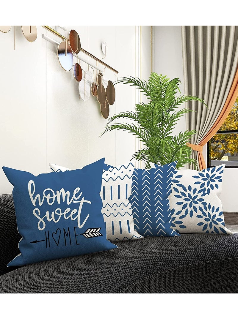 SYOSI Throw Pillow Cover Modern Sofa Decorative Pillow Covers 18x18 Set of 4 Outdoor Linen Fabric Pillow Case for Couch Bed Car Home Sofa Couch Decoration 45x45cm Light Blue - Image 3
