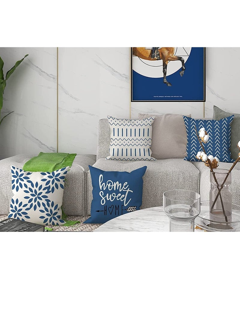 SYOSI Throw Pillow Cover Modern Sofa Decorative Pillow Covers 18x18 Set of 4 Outdoor Linen Fabric Pillow Case for Couch Bed Car Home Sofa Couch Decoration 45x45cm Light Blue - Image 2