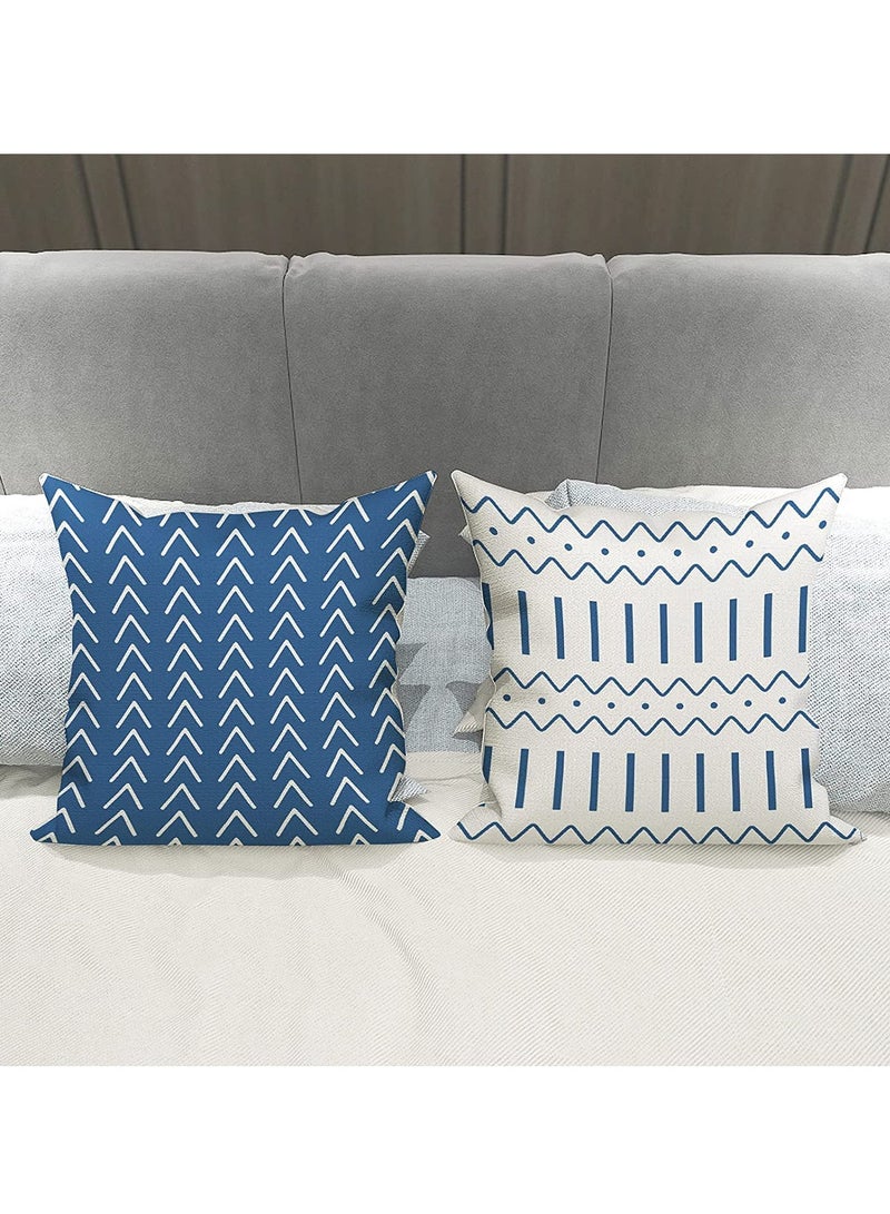 SYOSI Throw Pillow Cover Modern Sofa Decorative Pillow Covers 18x18 Set of 4 Outdoor Linen Fabric Pillow Case for Couch Bed Car Home Sofa Couch Decoration 45x45cm Light Blue - Image 5