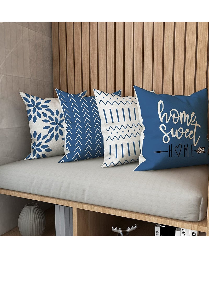 SYOSI Throw Pillow Cover Modern Sofa Decorative Pillow Covers 18x18 Set of 4 Outdoor Linen Fabric Pillow Case for Couch Bed Car Home Sofa Couch Decoration 45x45cm Light Blue - Image 4