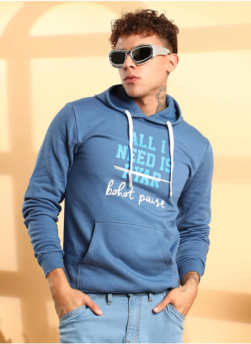 كامبوس سوترا Men's Blue All I Need Hoodie With Kangaroo Pocket