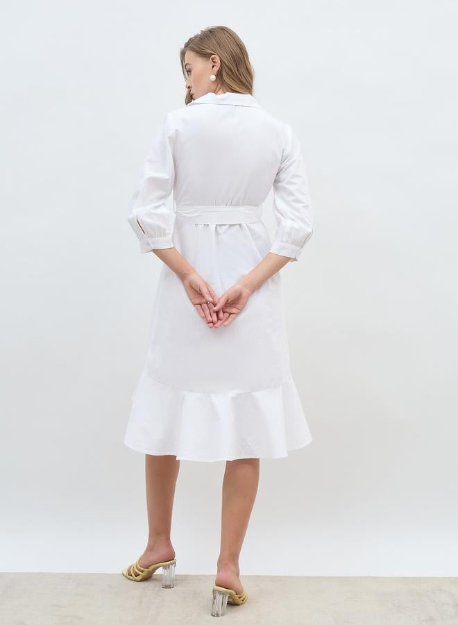 Styli White Cotton Wrap Dress  - Image 5