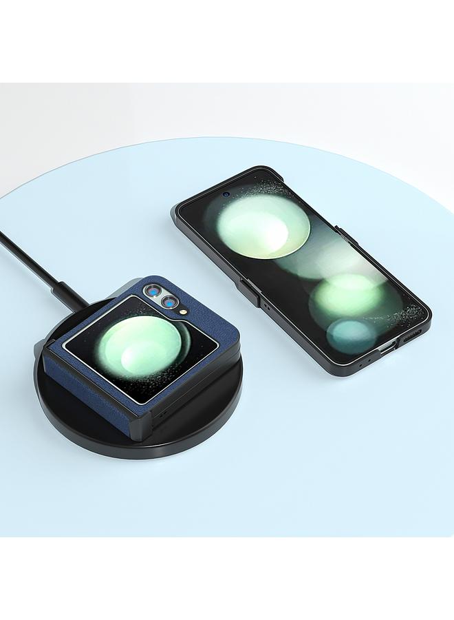 اس-توب حافظة لهاتف سامسونج جالاكسي Z Flip5 ABEEL بمفصلات من الجلد الطبيعي من سلسلة Luolai - Image 4