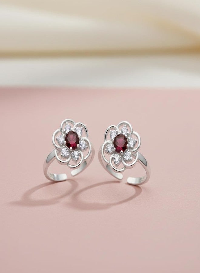 Parnika MJ 925 Big Designer CZ Toe Rings in Pure 92.5 Sterling Silver for Women | Chandi Bichiya | With Certificate of Authenticity | - Image 3