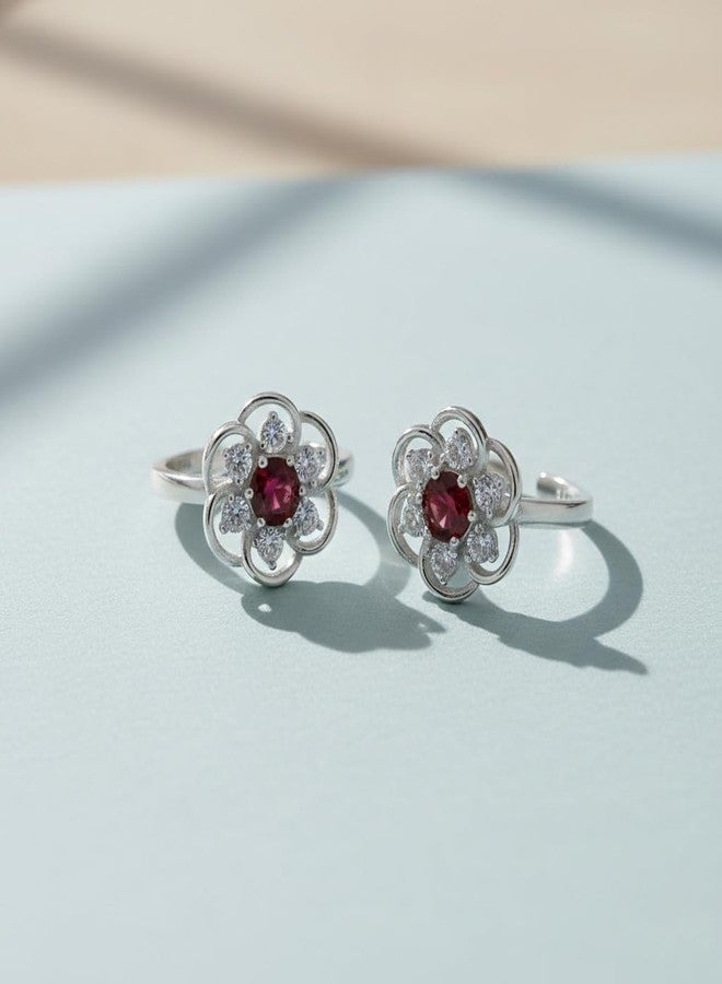 Parnika MJ 925 Big Designer CZ Toe Rings in Pure 92.5 Sterling Silver for Women | Chandi Bichiya | With Certificate of Authenticity | - Image 2