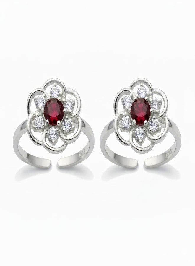 Parnika MJ 925 Big Designer CZ Toe Rings in Pure 92.5 Sterling Silver for Women | Chandi Bichiya | With Certificate of Authenticity | - Image 5