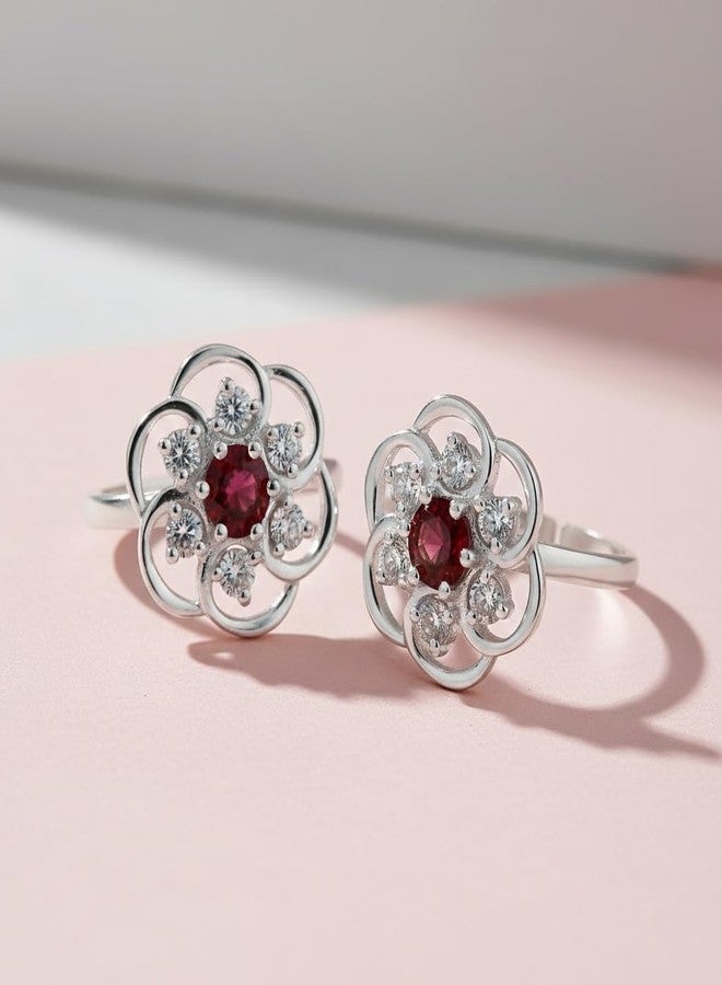 Parnika MJ 925 Big Designer CZ Toe Rings in Pure 92.5 Sterling Silver for Women | Chandi Bichiya | With Certificate of Authenticity | - Image 4