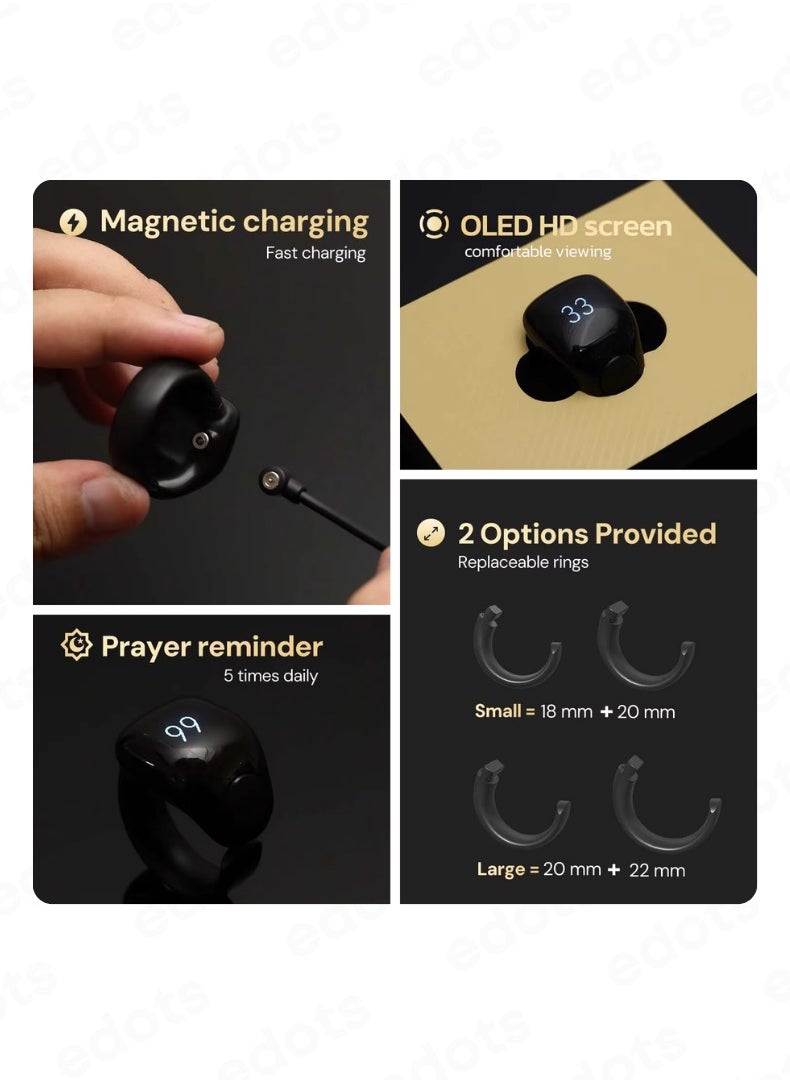 WESLAMIC iTasbih (Salam) Smart Ring | OLED Display | Zikr Counter | Prayer Reminders | 2 Adjustable Sizes | Magnet Charging | Waterproof | Bluetooth Enabled  - Image 2
