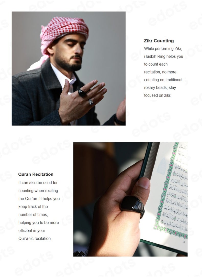 WESLAMIC - iTasbih (Salam) Smart Ring | OLED Display | Zikr Counter | Prayer Reminders | 2 Adjustable Sizes | Magnet Charging | Waterproof | Bluetooth Enabled - Image 1