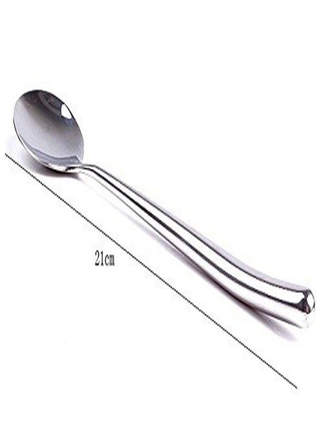 MXXGMYJ Korean Stainless Steel Rice Soup Iced Tea Spoon Coffee Spoon Cold Drink Spoon Fruit Juice Long Ice Scoop Long handle Great Circle 6Pcs - Image 2