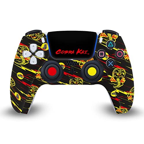 Head Case Designs تصميمات رأس الحالة ملصق وجه فينيل أيقوني مرخص رسميًا من كوبرا كاي مع شعارات مختلطة غلاف جلدي للألعاب متوافق مع وحدة تحكم سوني بلاي ستيشن 5 PS5 دوال سينس - Image 1