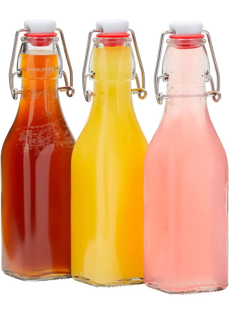 Mockery - Mockery Clear Glass 250ML Beer Bottles For Home Brewing With Easy Wire Swing Cap Airtight Silicone Seal Pack of 2 Lid Color May Vary - Image 1
