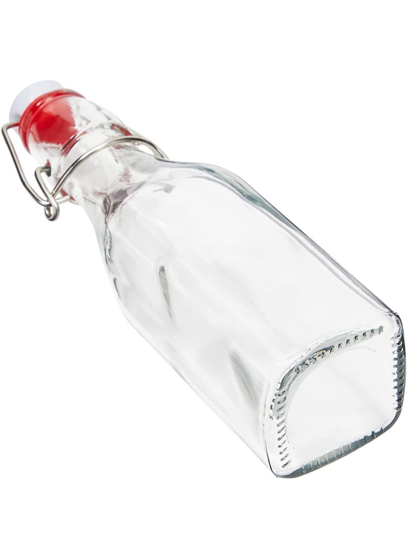 Mockery - Mockery Clear Glass 250ML Beer Bottles For Home Brewing With Easy Wire Swing Cap Airtight Silicone Seal Pack of 2 Lid Color May Vary - Image 1