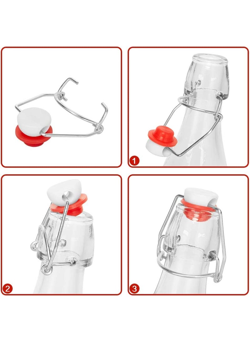 Mockery - Mockery Clear Glass 250ML Beer Bottles For Home Brewing With Easy Wire Swing Cap Airtight Silicone Seal Pack of 2 Lid Color May Vary - Image 1