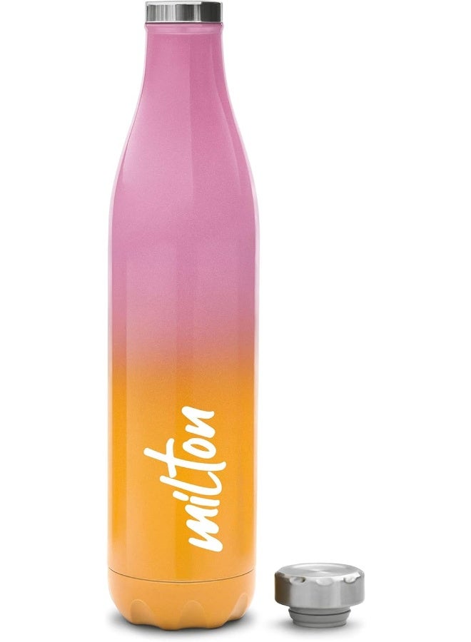 Milton 1 Litre  Vacuum Insulated Flask Double-Walled Stainless Steel  Thermosteel 24Hr Hot & Cold Rust Proof Water Bottle for Office Travel Prudent Pink Orange - Image 2