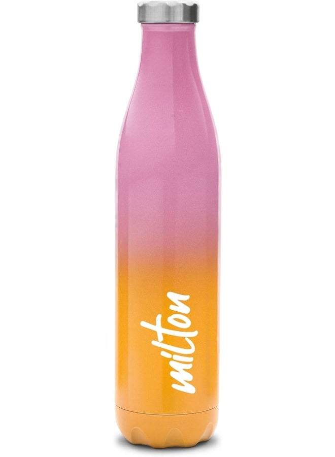 Milton 1 Litre  Vacuum Insulated Flask Double-Walled Stainless Steel  Thermosteel 24Hr Hot & Cold Rust Proof Water Bottle for Office Travel Prudent Pink Orange - Image 1
