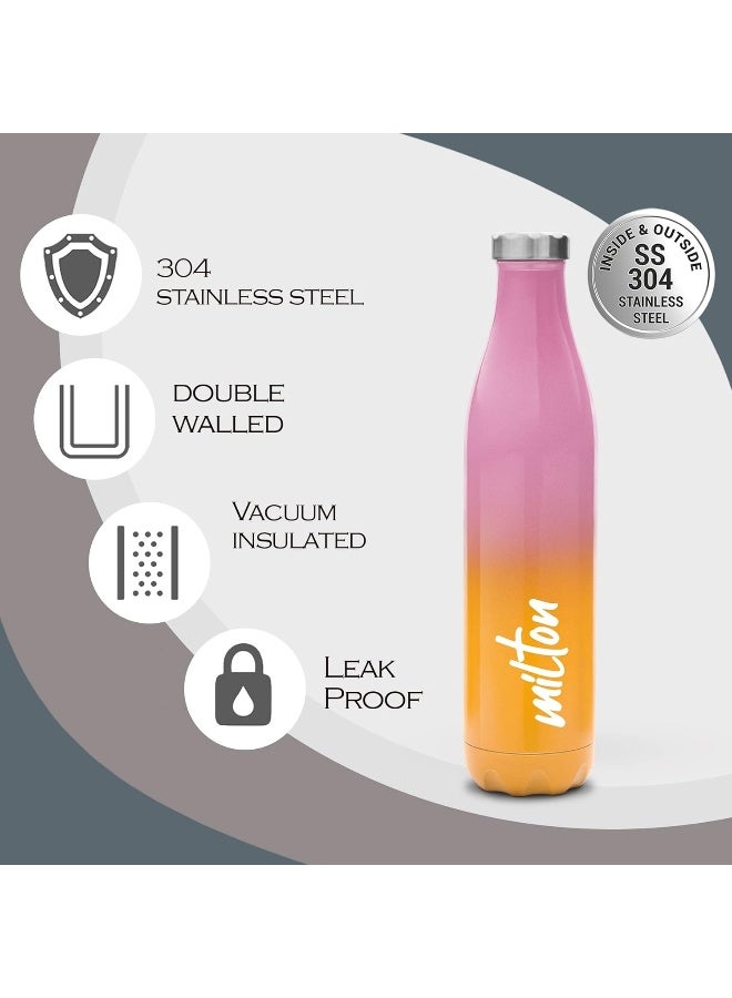 Milton 1 Litre  Vacuum Insulated Flask Double-Walled Stainless Steel  Thermosteel 24Hr Hot & Cold Rust Proof Water Bottle for Office Travel Prudent Pink Orange - Image 4