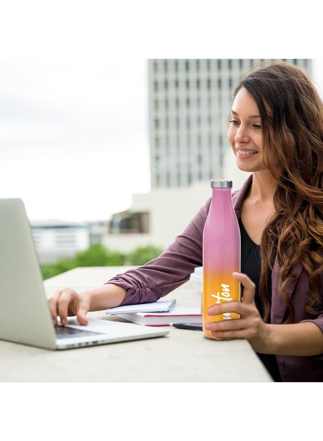 Milton 1 Litre  Vacuum Insulated Flask Double-Walled Stainless Steel  Thermosteel 24Hr Hot & Cold Rust Proof Water Bottle for Office Travel Prudent Pink Orange - Image 5