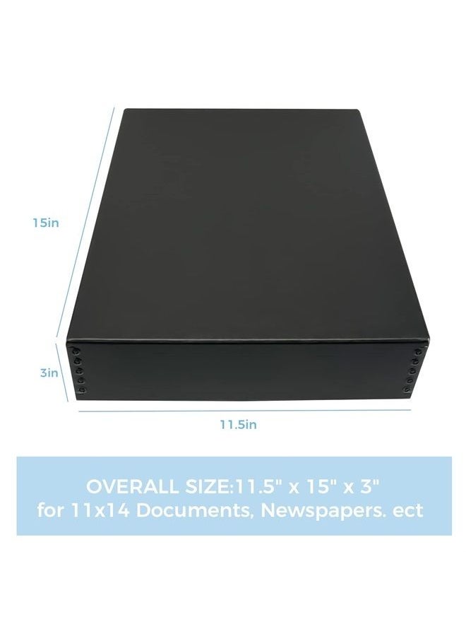 Lineco 11x14 Black Museum Archival Storage Box, Drop Front Design, 11 1/2 x 15 x 3 in. Acid-Free with Metal Edge. Protects Picture Longevity, Organize Photos or Documents, Crafts, DIY.  - Image 2