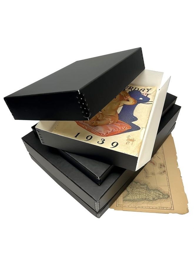 Lineco 11x14 Black Museum Archival Storage Box, Drop Front Design, 11 1/2 x 15 x 3 in. Acid-Free with Metal Edge. Protects Picture Longevity, Organize Photos or Documents, Crafts, DIY.  - Image 5