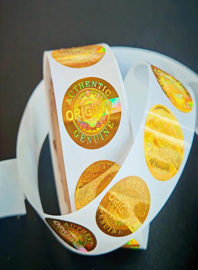 ILMBVM 500pcs per roll Tamper Proof Hologram Stickers Security Seal Label Sticker Original Genuine Product Sticker(0.8inch,Rolled,Gold) - Image 3