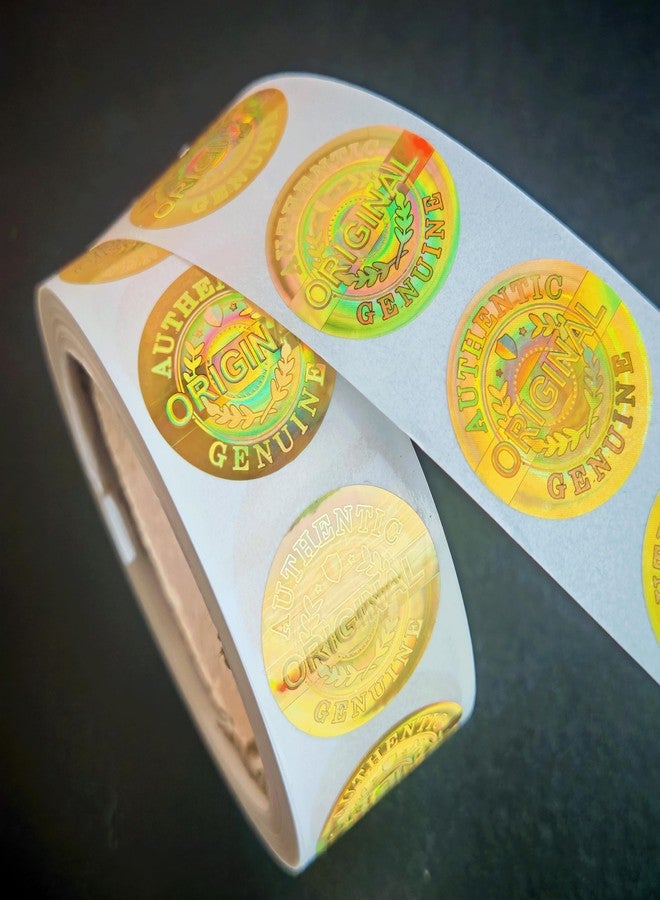 ILMBVM 500pcs per roll Tamper Proof Hologram Stickers Security Seal Label Sticker Original Genuine Product Sticker(0.8inch,Rolled,Gold) - Image 5