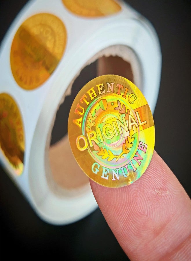ILMBVM 500pcs per roll Tamper Proof Hologram Stickers Security Seal Label Sticker Original Genuine Product Sticker(0.8inch,Rolled,Gold) - Image 1