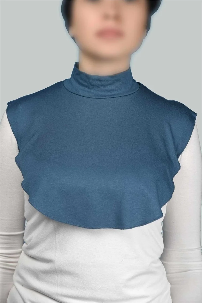 التوبة Plain Turtleneck Turtleneck Combed Cotton Hijab Neck Collar - Light Petrol