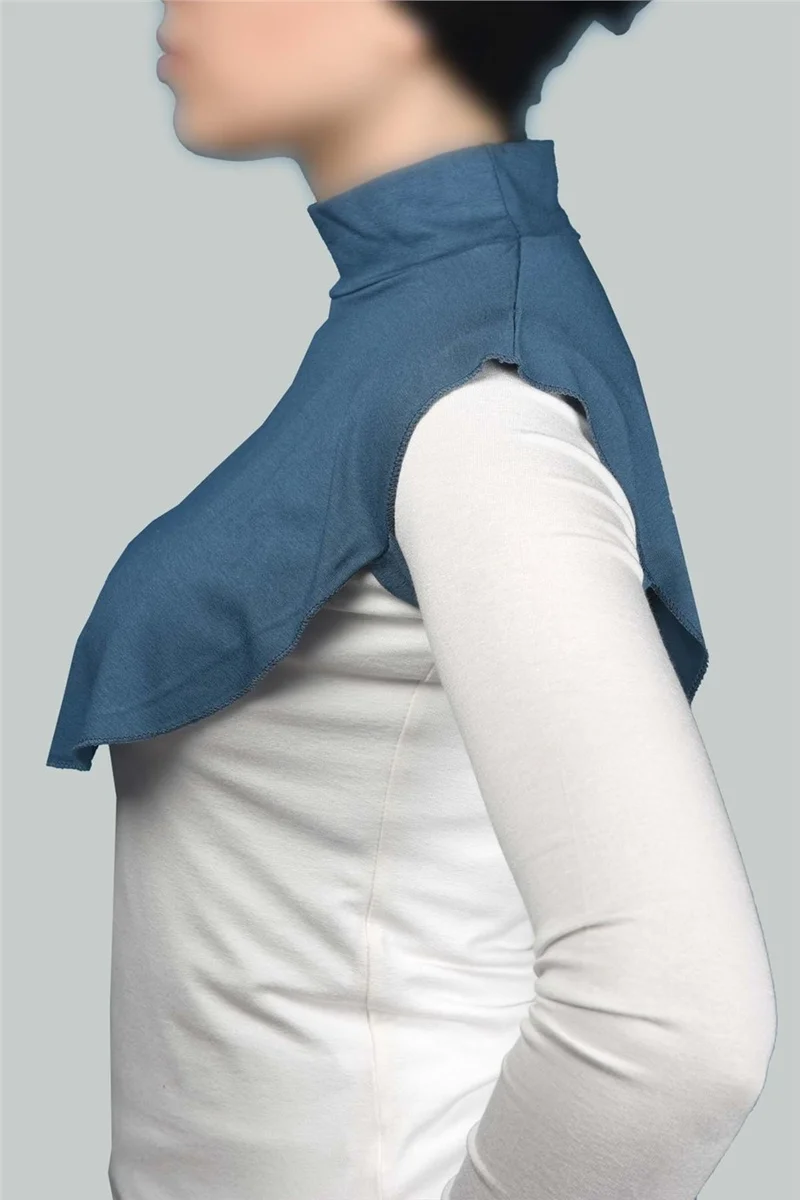 التوبة Plain Turtleneck Turtleneck Combed Cotton Hijab Neck Collar - Light Petrol