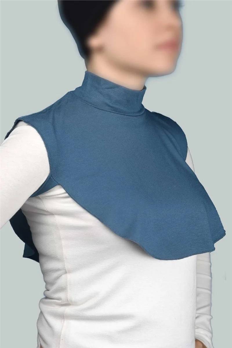 التوبة Plain Turtleneck Turtleneck Combed Cotton Hijab Neck Collar - Light Petrol