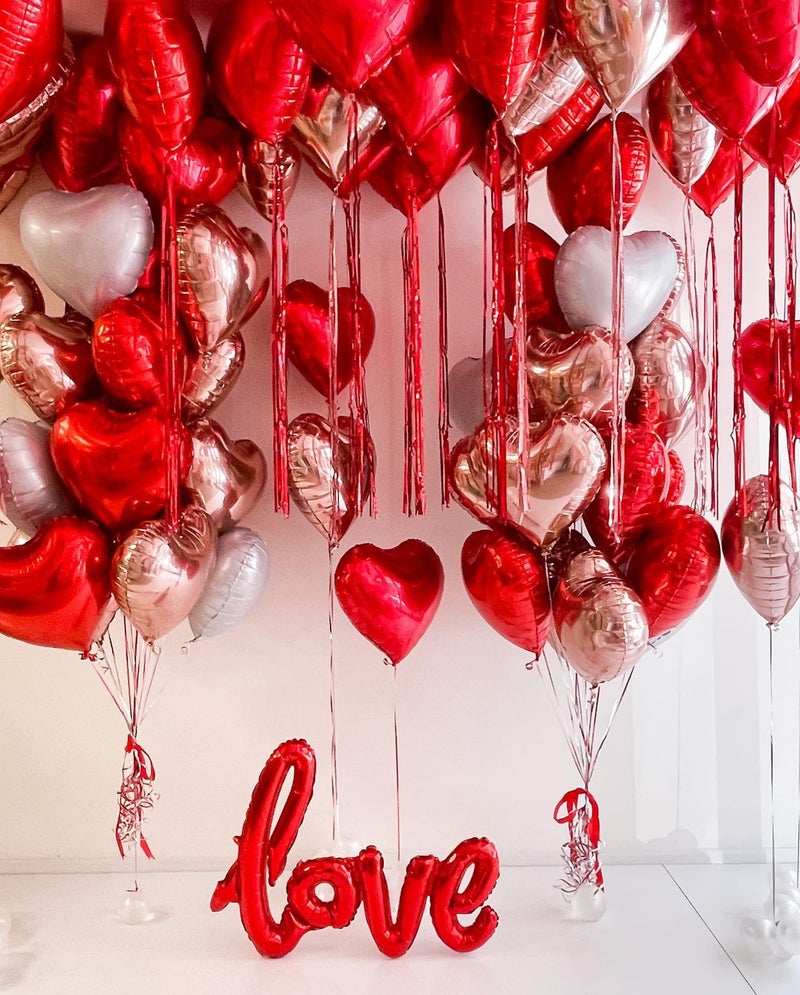 Grcypa Valentines Day Balloons Kit Anniversary Decorations with Love Foil Balloons Heart Foil Balloons Rose Petal for Valentines Day Decorations Romantic Special Night Will You Be My Girlfriend - Image 2