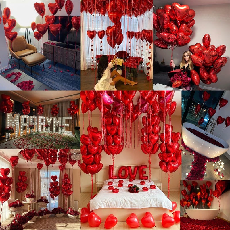 Grcypa Valentines Day Balloons Kit Anniversary Decorations with Love Foil Balloons Heart Foil Balloons Rose Petal for Valentines Day Decorations Romantic Special Night Will You Be My Girlfriend - Image 3