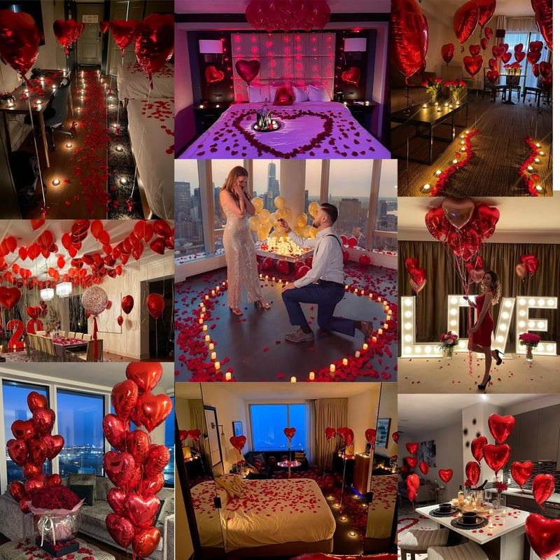Grcypa Valentines Day Balloons Kit Anniversary Decorations with Love Foil Balloons Heart Foil Balloons Rose Petal for Valentines Day Decorations Romantic Special Night Will You Be My Girlfriend - Image 4