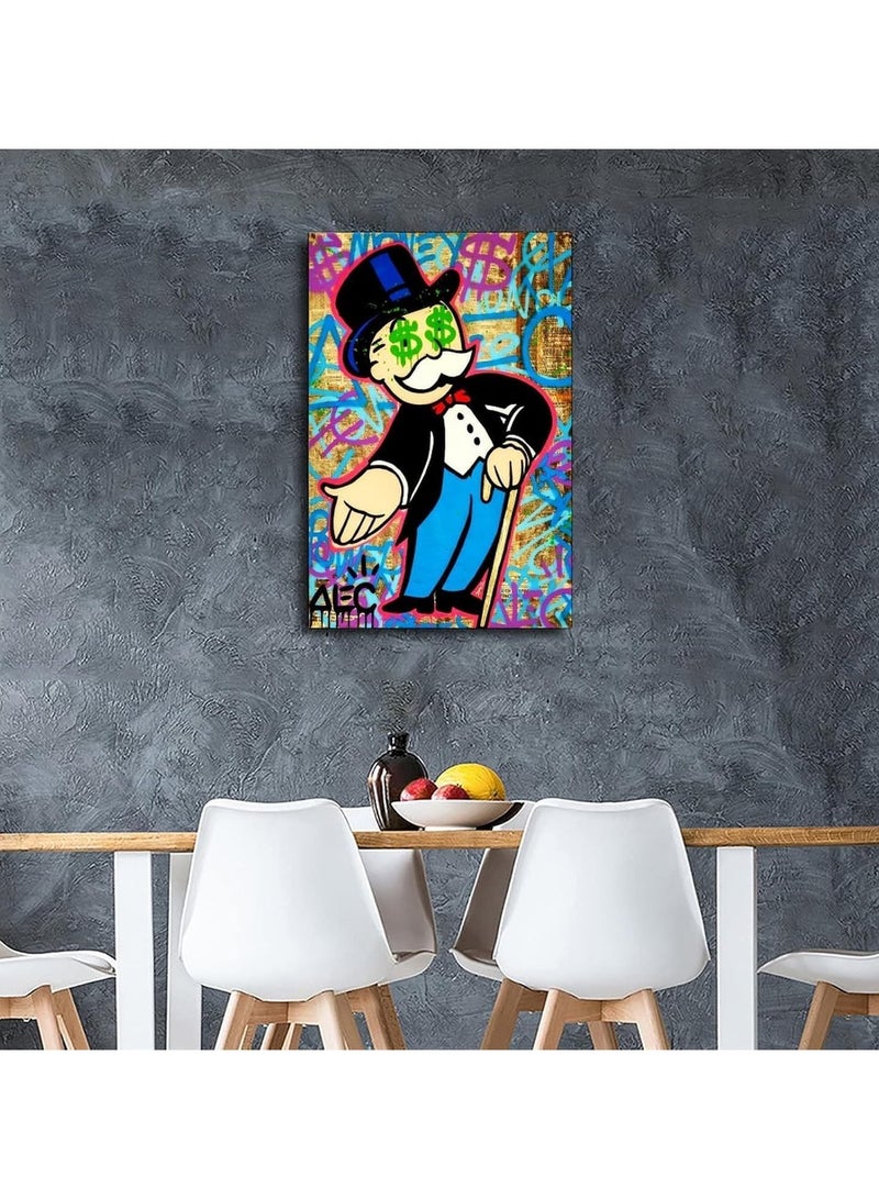 Today Idea Monopoly-Inspired Graffiti Wall Art | Canvas Print featuring Money Hand & Eyes | Decorative Poster for Living Room or Bedroom Unframe 12x18 inches - Image 4