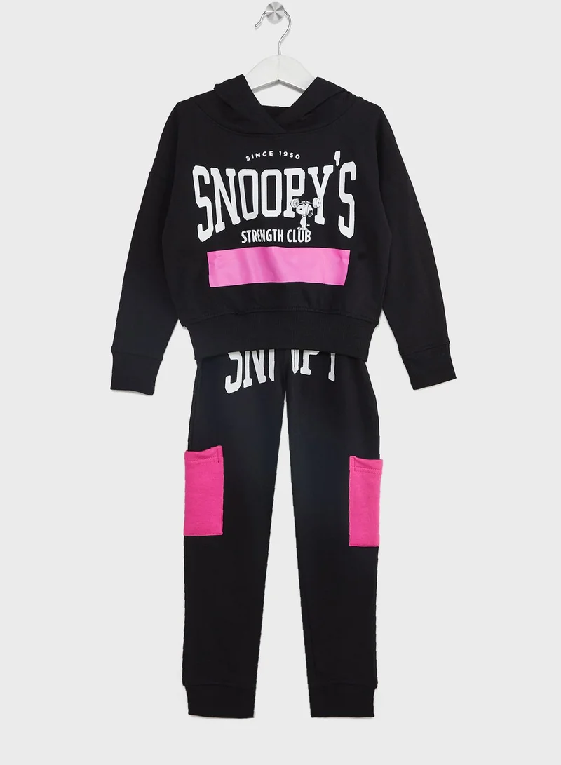 Peanuts Private Label Peanuts Snoopy Girls Colorblock Hoodie And Jogger Set