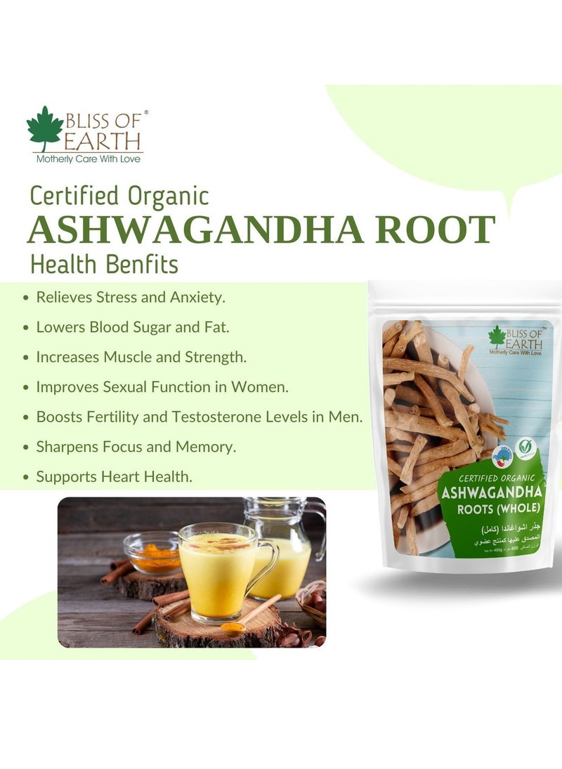 BLISS OF EARTH 100gm Ashwagandha root whole Indian Ginseng Withania Somnifera Helps Relives stress and Boost immunity Premium Edible Grade Root  - Image 3