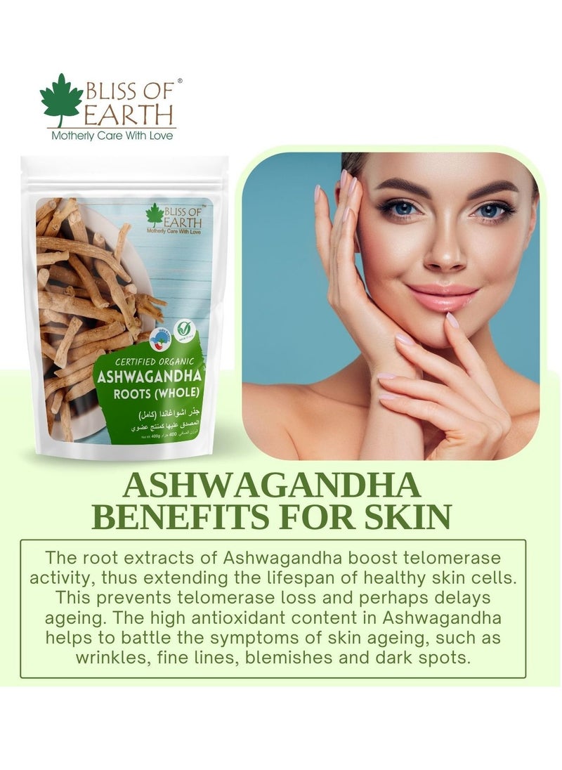 BLISS OF EARTH 100gm Ashwagandha root whole Indian Ginseng Withania Somnifera Helps Relives stress and Boost immunity Premium Edible Grade Root  - Image 4