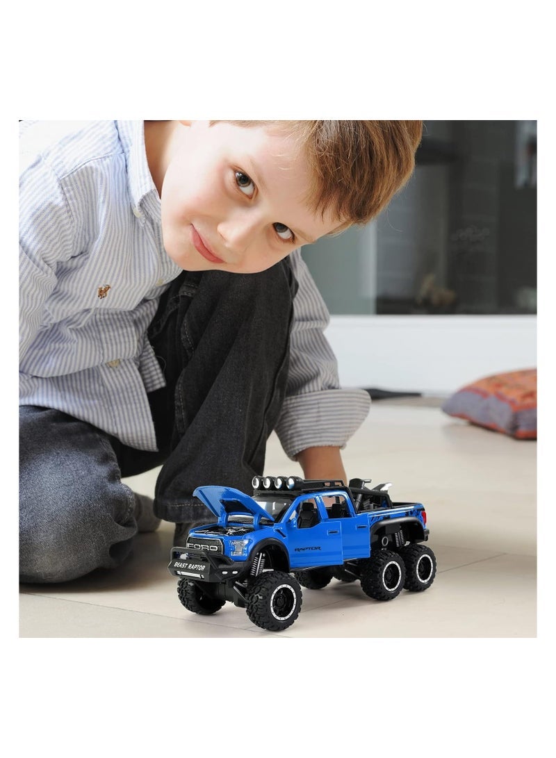 Dexo Simulation of Ford Raptor Pickup Truck F150 six-Wheel (Length 8.6 inch) Metal die-cast Model car Sound and Light with Motorcycle Toy car 3 4 5 6 7 8 9 10 11 12 Year Old boy Toy - Image 4