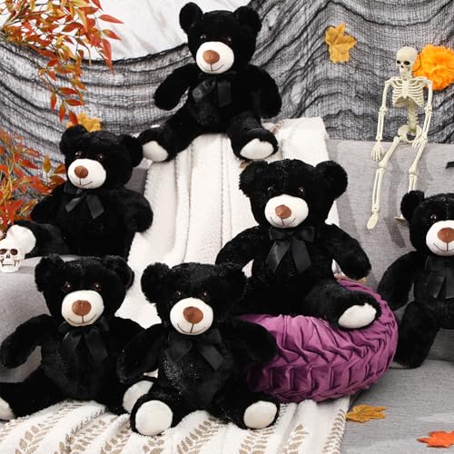 Aoriher 6 Pieces 10 Inch Black Bear Bulk Stuffed Animal Baby Shower Soft Cute Bear Plush Toys Sleeping and Playing Baby Shower Birthday Party Favor Decorations - Image 5