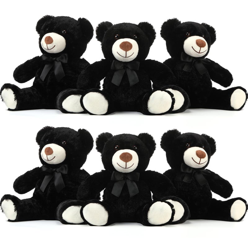 Aoriher 6 Pieces 10 Inch Black Bear Bulk Stuffed Animal Baby Shower Soft Cute Bear Plush Toys Sleeping and Playing Baby Shower Birthday Party Favor Decorations - Image 3