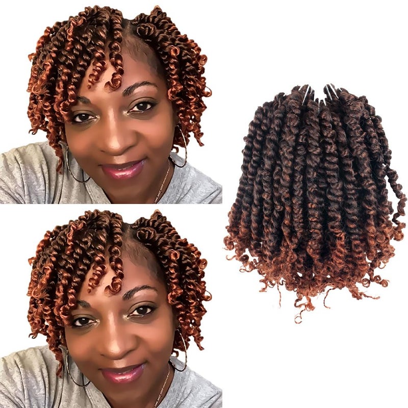 BOHOBABE Pretwisted Passion Twist Crochet Hair 6 Inch Short Prelooped Crochet Passion Twist Braiding Hair 8 Packs T350
