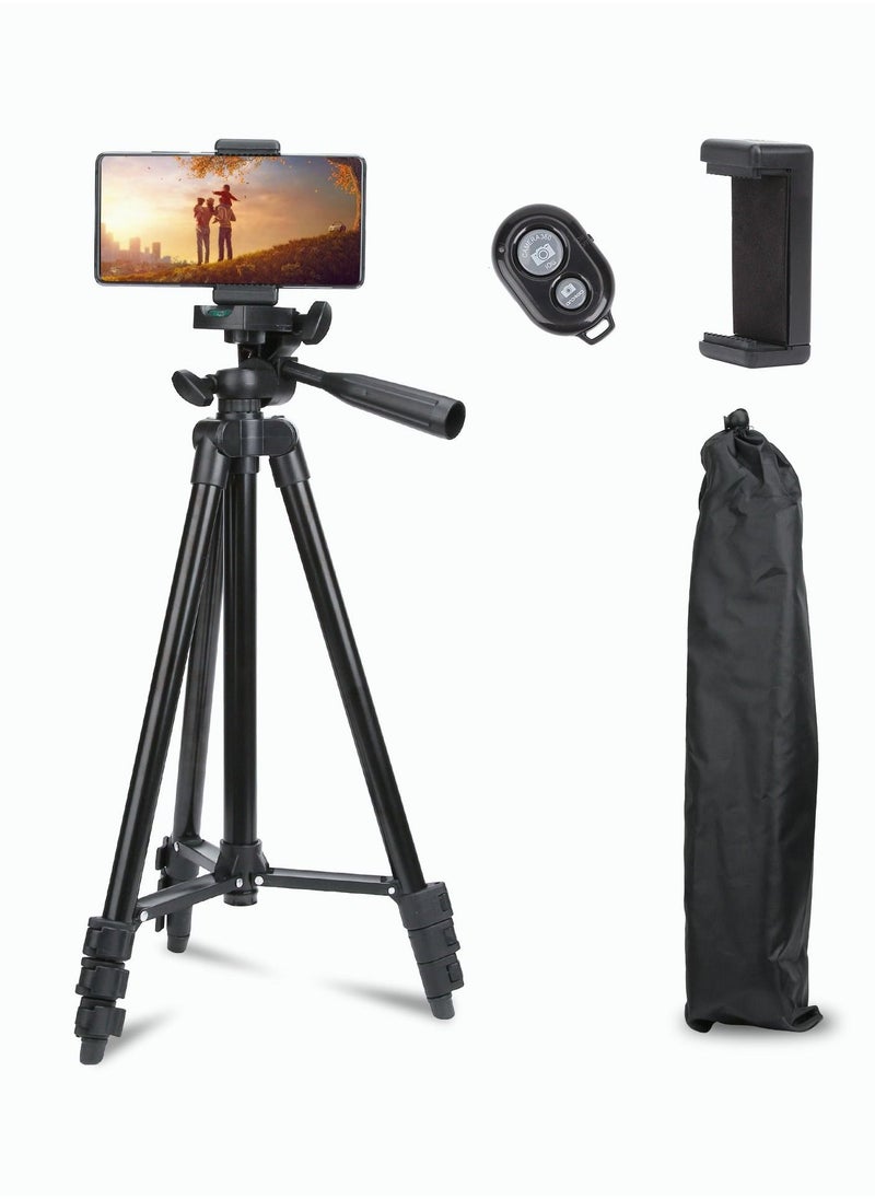 51 Inch Extendable Phone Tripod and Camera Stand with Bluetooth Remote and Clip - Image 1