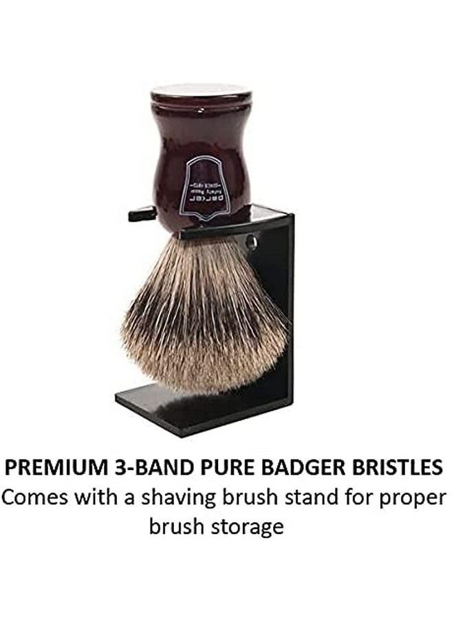 Parker Safety Razor - Premium Handmade"Long Loft" 3Band Pure Badger Bristle Shaving Brush With Rosewood Handle Brush Stand Included - Image 1