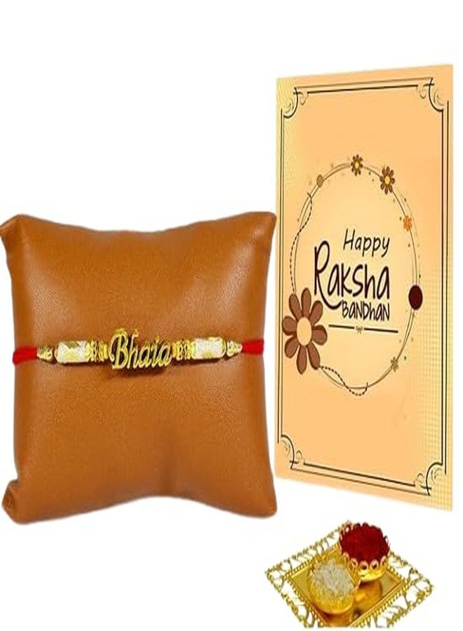 Avirons Set of Designer Rakhi with Rakshabandhan Greeting Card Combo pack for Bhaiya/Brother/Bhai | Rakhi Gifts Hamper (Pack of 1) - Image 1