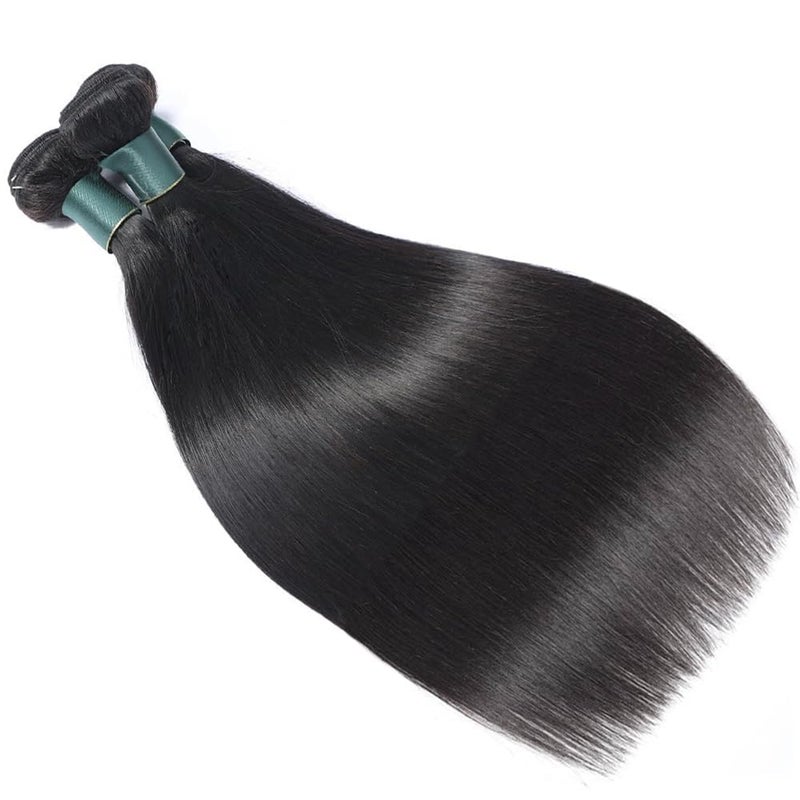 Great Grace 12A Human Hair Bundles Straight Bundles Human Hair 16 18 20 Inch 100% Unprocessed Brazilian Virgin Hair For Women Quick Weave Natural Black Color Extensions - Image 1