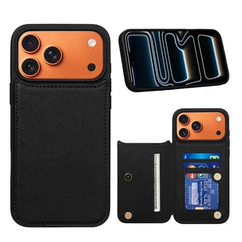 Keallce for iPhone 17 Pro Max Case Wallet with 3 Card Holder, RFID Blocking Protection, Magnetic Clasps Credit Slots Shockproof Flip Cover for iPhone 17 Pro Max Men Women,6.9inch Black - Image 1
