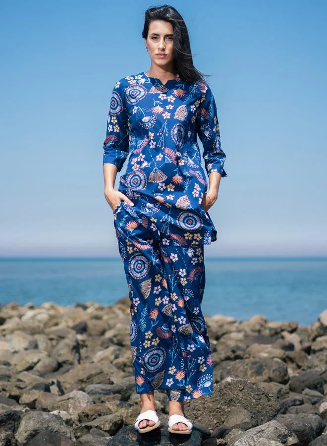 sanskrutihomes All Over Print Longline Top and Pants Co-Ords